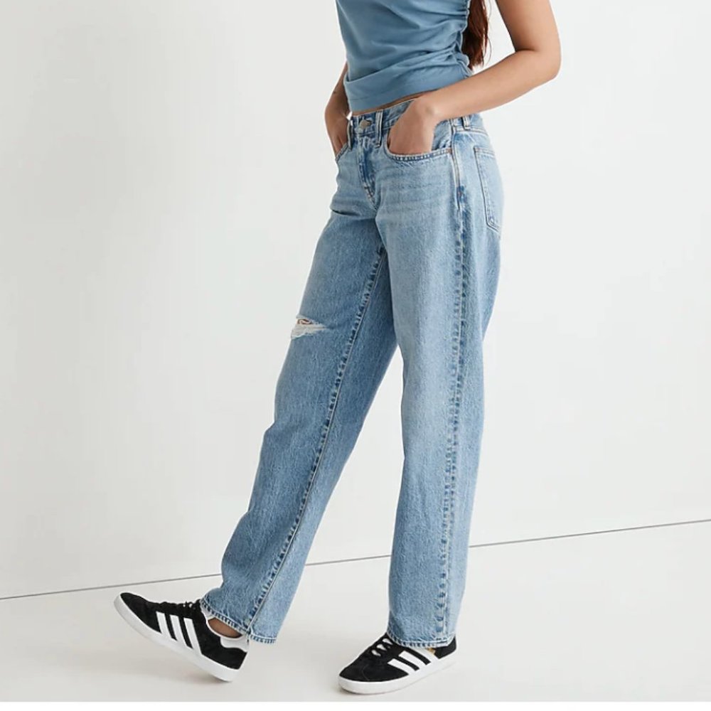madewell low-rise baggy straight jeans in heresford wash sz 27